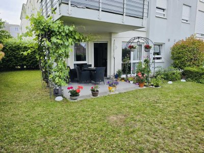 2-Zimmer-Wohnung mit Privat-Garten! Einbauküche und Kamin in Wiesbaden-Schierstein