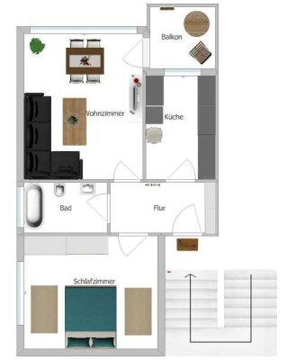 Schöne 2-Zimmer-Hochparterre-Wohnung mit Balkon in Essen