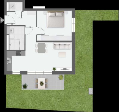 2-Zi.-Erdgeschoss-Neubauwohnung mit eigenem Garten - Top Lage von Remseck