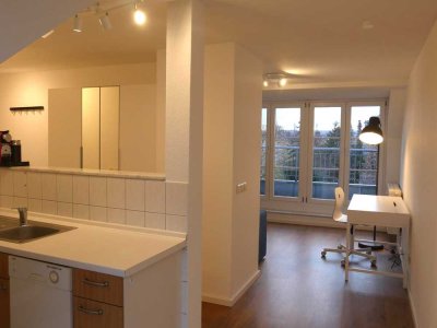 Superhelle 1-Raum-Terrassenwohnung, möbliert, mit Schlafkoje
