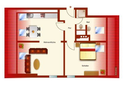 TOP! 2-3 Zimmer Wohnung im Dachgeschoss eines kernsanierten Wohn- und Geschäftshaus in Peißenberg