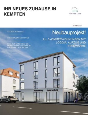 Erstbezug: Zentrale 2-3 Zimmer-Wohnung mit gehobener Innenausstattung und Loggia in Kempten