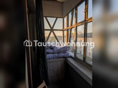 Tauschwohnung: Biete:2 Zi, überdachte Balkone und Garten zur Allgemeinnutzung