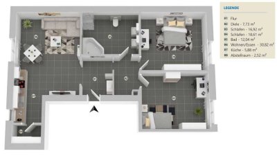 3 Zimmer Wohnung KL-West