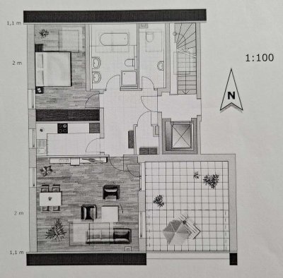 Attraktive 2-Zimmer Dachgeschosswohnung in Göggingen mit Dachterrasse