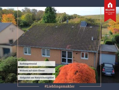 Wohnen auf einer Ebene || Viel Potenzial  
Sonniger Garten am Naturschutzgebiet