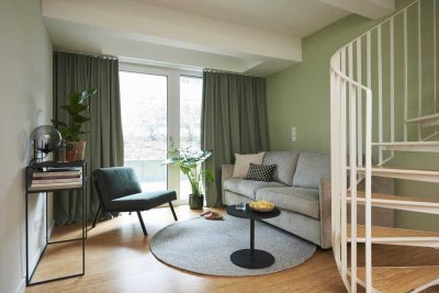 2-Zimmer Maisonette Apartment für 1250€ Warm - vollmöbliert mit Gym & Workspace