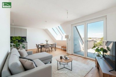 DEN BLICK SCHWEIFEN LASSEN.... traumhafte DG-Wohnung mit Terrasse und Küche im Erstbezugs-Neubau in Hofruhelage