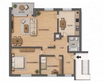 Sanierte 3 Zimmer Wohnung direkt am Eidelstedter Bahnhof