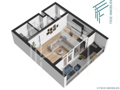 Geräumige 1 Zimmerwohnung mit Balkon und Einbauküche