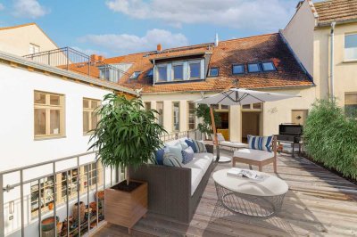 202 m²-Luxus-Wohnung in Potsdamer Innenstadt – bezugsfrei, 2 Terrassen, top saniert – provisionsfrei