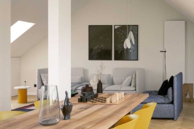 Maisonette-Penthouse im Frankfurter Norden, lichtdurchflutet, Dachloggia mit Skylineblick