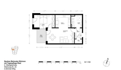 Erstbezug mit Balkon: Stilvolle 2-Raum-Wohnung in Ried