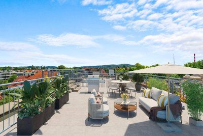 Ihr neues Familienparadies im Herzen der Stadt! Dachterrasse mit Panoramablick und eigenen Stellplatz
