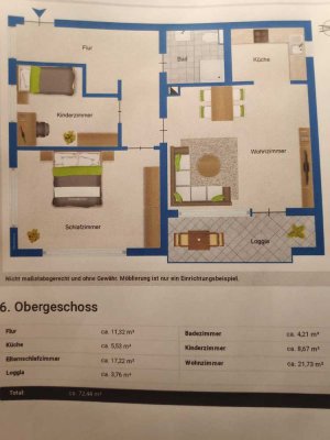 Freundliche 3-Zimmer-Wohnung, frisch saniert und möbliert, mit Top-Aussicht und -Lage in Augsburg
