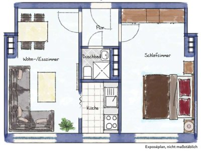Schicke 2-Zimmerwohnung in ruhiger zentraler Lage - teilmöbliert