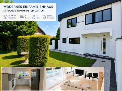 Exklusives Wohnen mit Pool, Einliegerw. & hochwertiger Ausstattung in ruhiger Lage - provisionsfrei