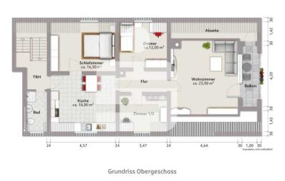 Gepflegte 4-Raum-DG-Wohnung mit Balkon und Einbauküche in Markt Schwaben