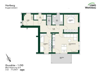 PROVISIONSFREI - ERSTBEZUG - Helle Neubauwohnung in ruhiger Lage mit Balkon - geförderte Miete - 3 Zimmer