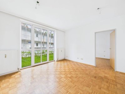 LINZ / URFAHR (PLESCHING): Perfekt aufgeteilte WOHNUNG mit ca. 44,4 m² Wohnfläche + Eigengarten ca. 28,7 m² + Parkplatz in der Tiefgarage