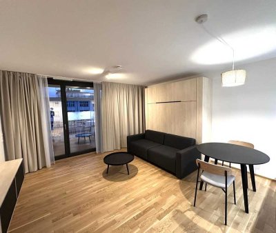 Moderne, voll möblierte Neubauwohnung mit großer Loggia & direkt am Elberufer