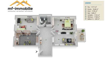Balkon, 3-Zimmer, Küche, Bad in Mariental 98m2