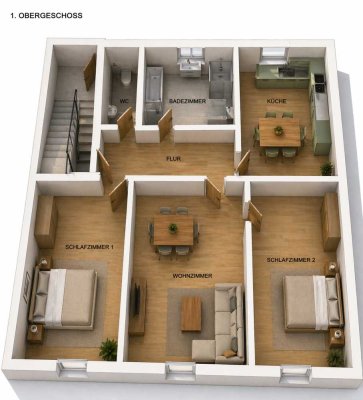 Einfache 3-Zimmer-Wohnung