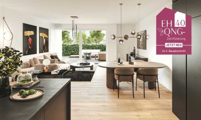 Nachhaltiger Neubau für Ihre Familie. 4-Zi.-Erdgeschosswohnung mit 2 Bädern, Südterrasse und Garten