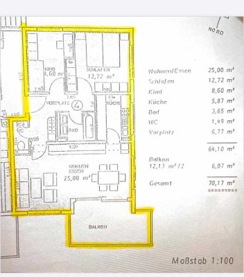 3 Zimmerwohnung in Esslingen Sulzgries 70qm