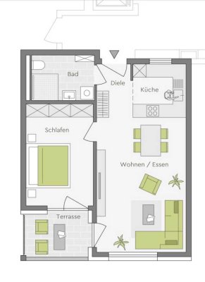 Neuwertige 2-Raum-Wohnung mit Balkon und Einbauküche in Heddesheim