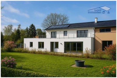 Erstbezug! Moderne Neubau DHH mit ELW in Niedrigenergiebauweise & Doppelgarage - Top Preis!