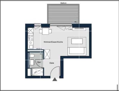 Modernes 1-Zimmer-Apartment im 2. OG in München-Langwied