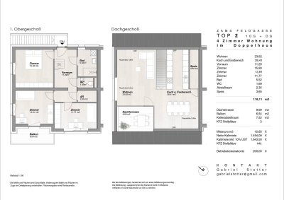 Sehr schöne 4 Zimmer Wohnung im Doppelhaus mit Balkon, Terrasse und Garten