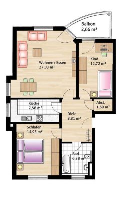 Helle, sehr gepflegte 3-Zimmer-Wohnung in Kaufering-Bahnhofsnähe