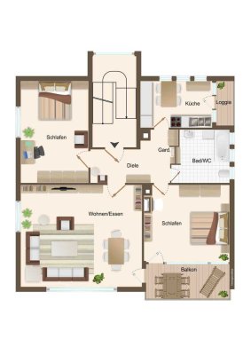 Vermietete große 3 Zimmer Wohnung mit 2 Balkonen in beliebter Lage von Pforzheim!