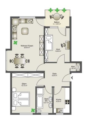 Moderne 3-Zimmer Wohnung im Herzen von Olching zu vermieten