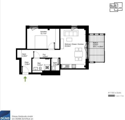 B&B Immobilien: Modernes 2-Zimmer-Apartment mit Balkon – Erstbezug in attraktiver Neubauanlage