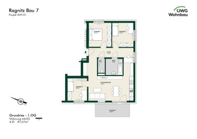 Erstbezug - Lichtdurchflutete 4-Zimmer-Wohnung im Obergeschoss mit Balkon - geförderte Miete - 4 Zimmer