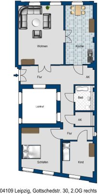Gottschedstraße- 3 Zimmer Wohnung