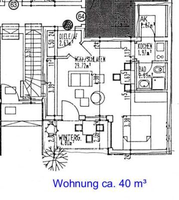 Helle, gepflegte 1,5-Zimmer-Erdgeschosswohnung mit Wintergarten und Pantryküche in Bayreuth