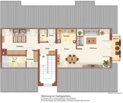 Helle große (69qm) 2-Zimmer-DG-Wohnung mit Balkon, sep. WC, Keller und Tiefgarage in Bayerbach
