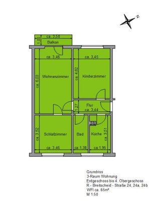 Wir vermieten eine 3- Zimmerwohnung mit Balkon in ruhiger Lage!