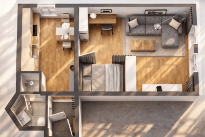Helle 1-Zimmer Wohnung im 2.Stock in 8020 Graz! 5 Fahrradminuten von der FH Joanneum entfernt.