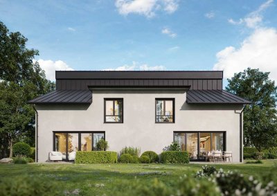 Neubau: Moderne Doppelhaushälfte mit großem Grundstück