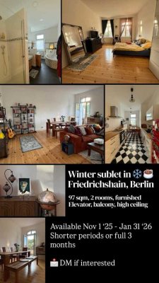 !! ANMELDUNG POSSIBLE!! Helle 2-Zimmer-Wohnung in Friedrichshain (Nov ’25 – Jan ’26)