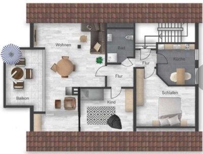 Top sanierte Etagenwohnung mit Balkon und Einbauküche: Schöne 3,5-Zimmer-Dachgeschosswohnung