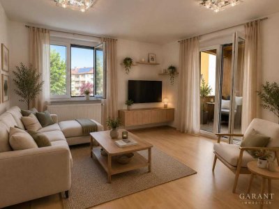 Helle 3 Zimmer-Wohnung | Große Loggia | Einbauküche | Stellplatz inklusive