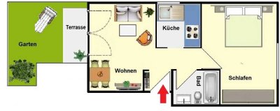 Schöne 2-Zimmer-Erdgeschoss-Wohnung!