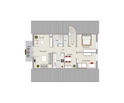 Gepflegte, sonnige 3,5-Zimmer-DG-Wohnung mit West-Balkon in Magstadt