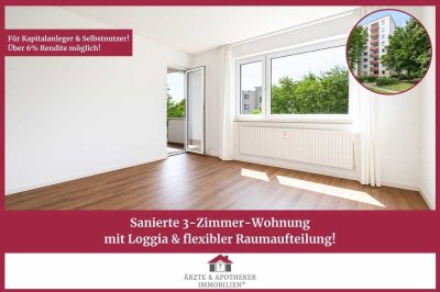 Sanierte 3-Zimmer-Wohnung mit Loggia & flexibler Raumaufteilung!